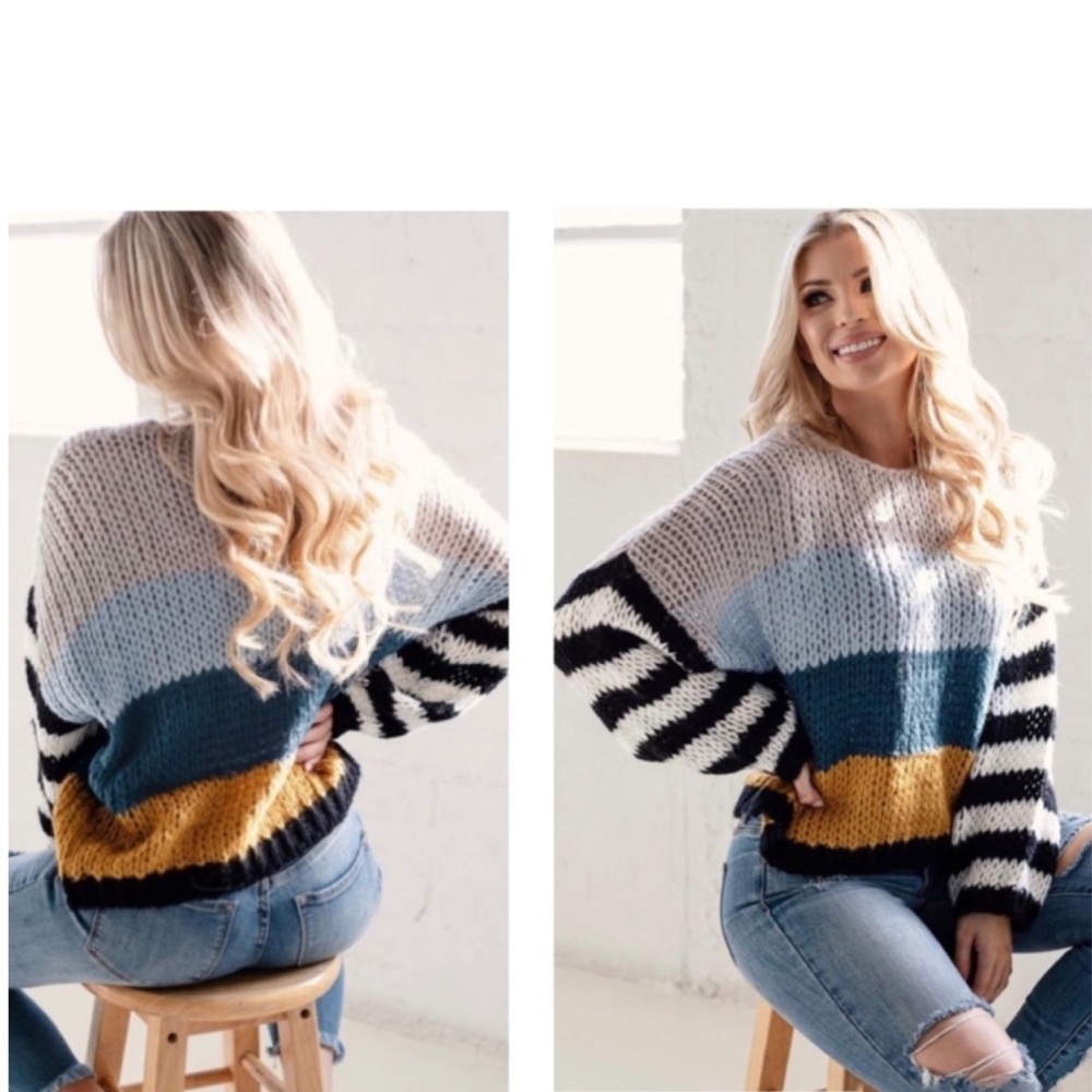 🆕 FavLux Cozy Striped Color Block Sweater Medium